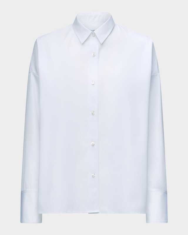 Sirene Button-Down Silk Twill Scarf Shirt